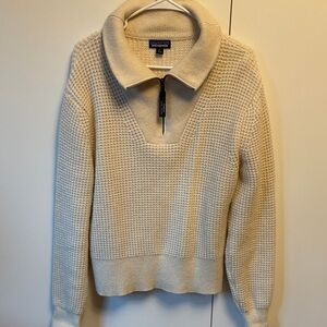 Women's Patagonia Cream Wool Sweater with zip and Collar